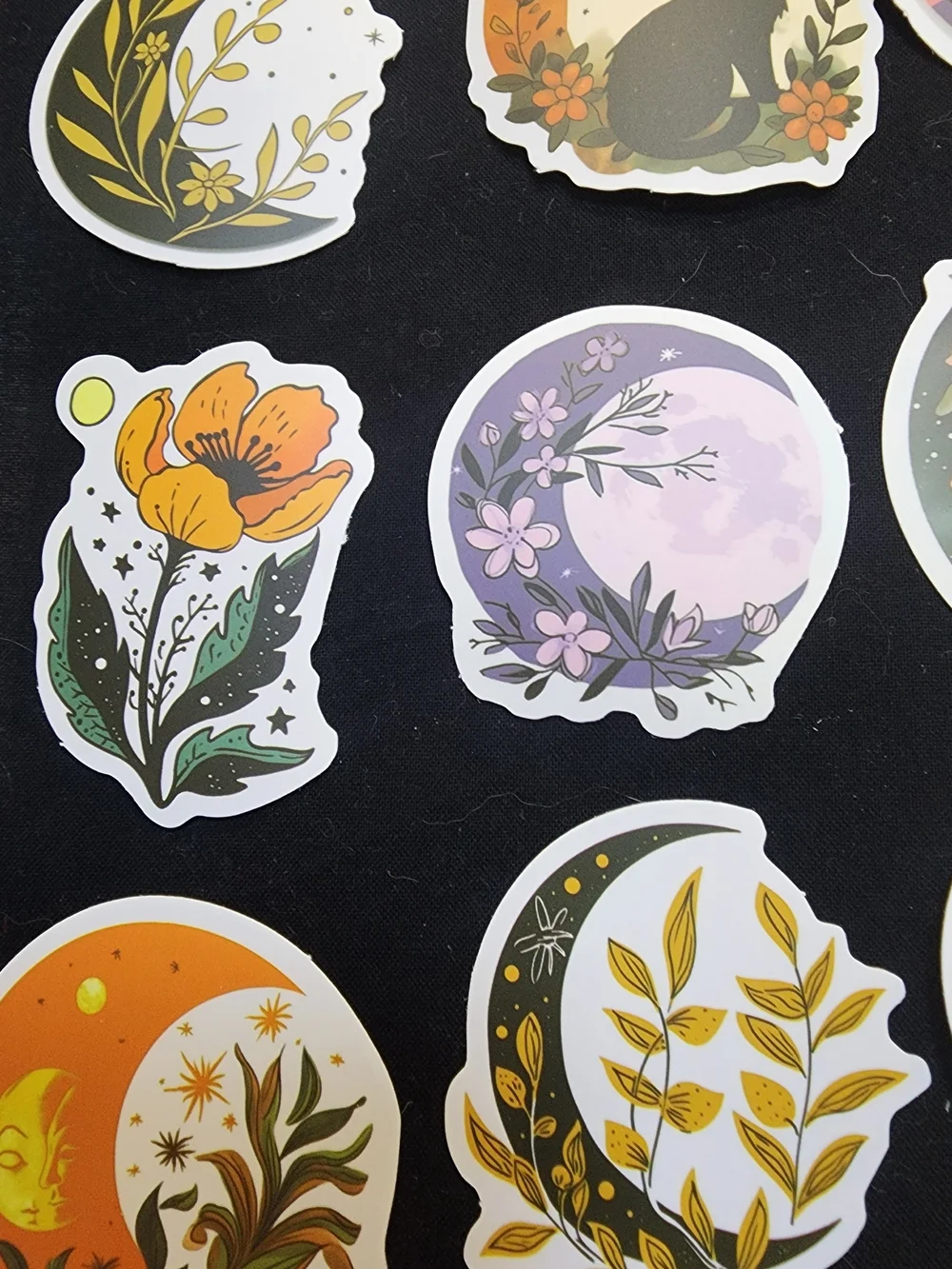 50 Celestial Cat & Moon Sticker Set